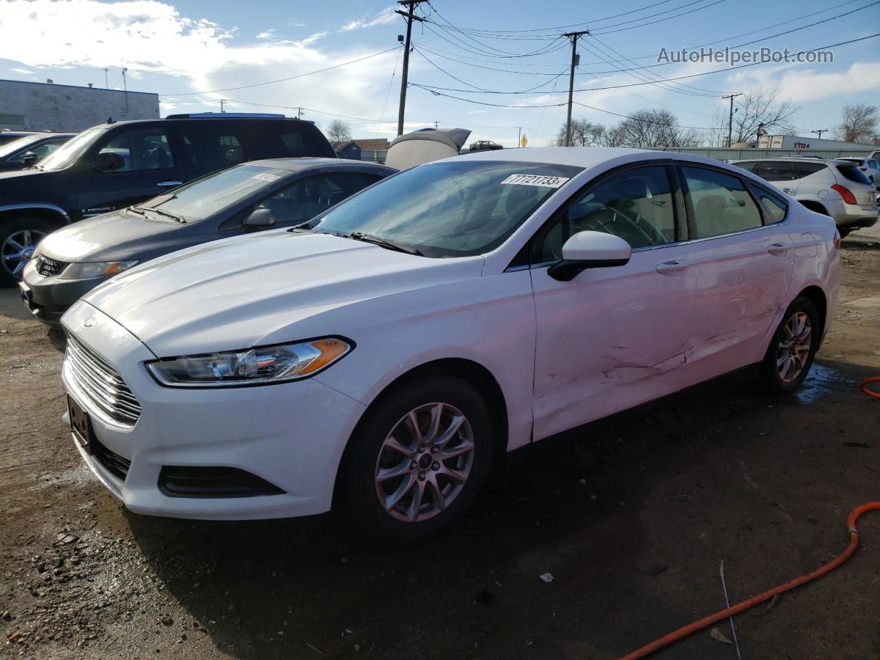 2015 Ford Fusion S White vin: 1FA6P0G7XF5127736