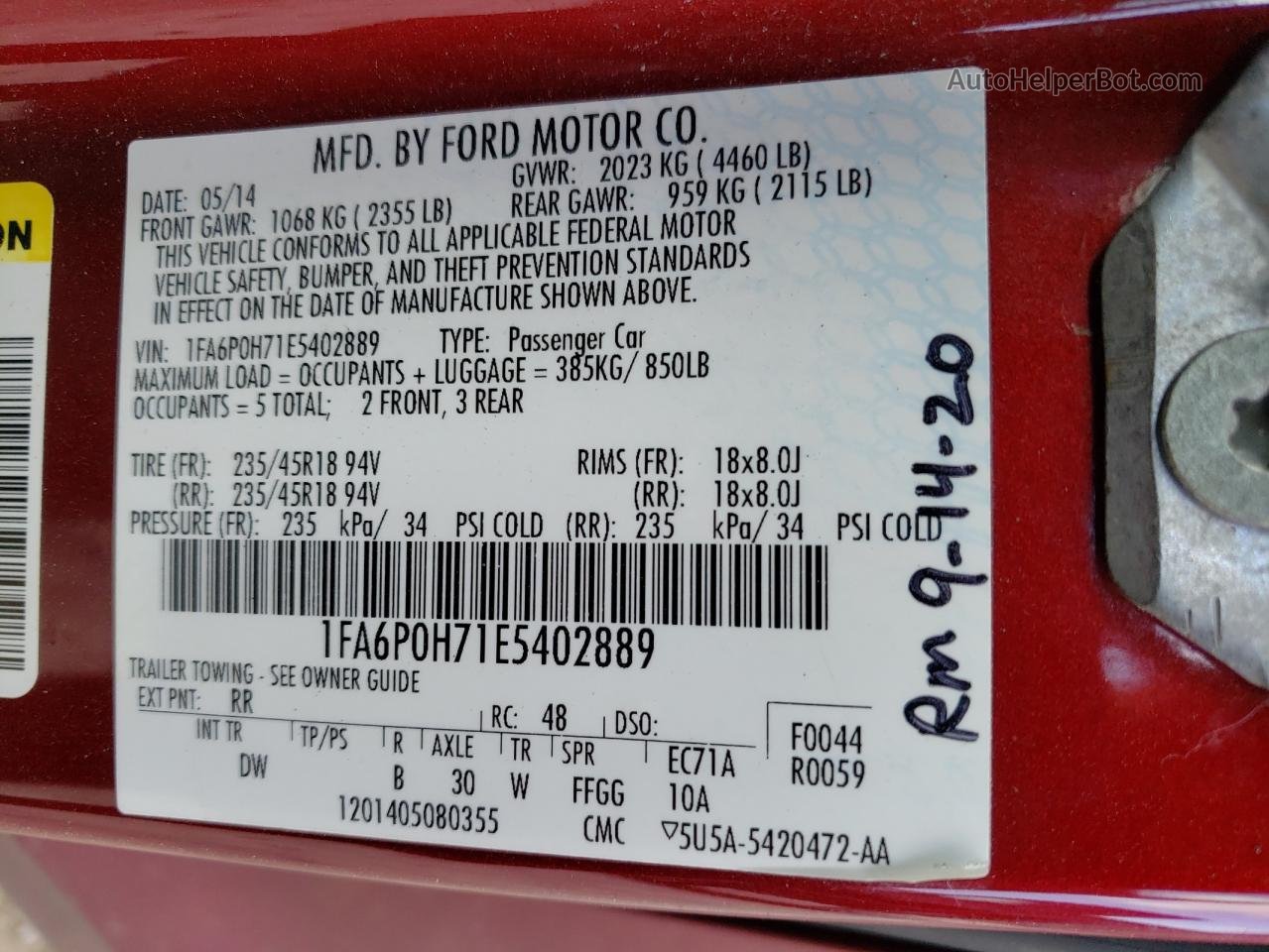 2014 Ford Fusion Se Red vin: 1FA6P0H71E5402889