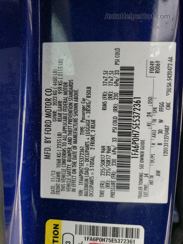 2014 Ford Fusion Se Blue vin: 1FA6P0H75E5372361