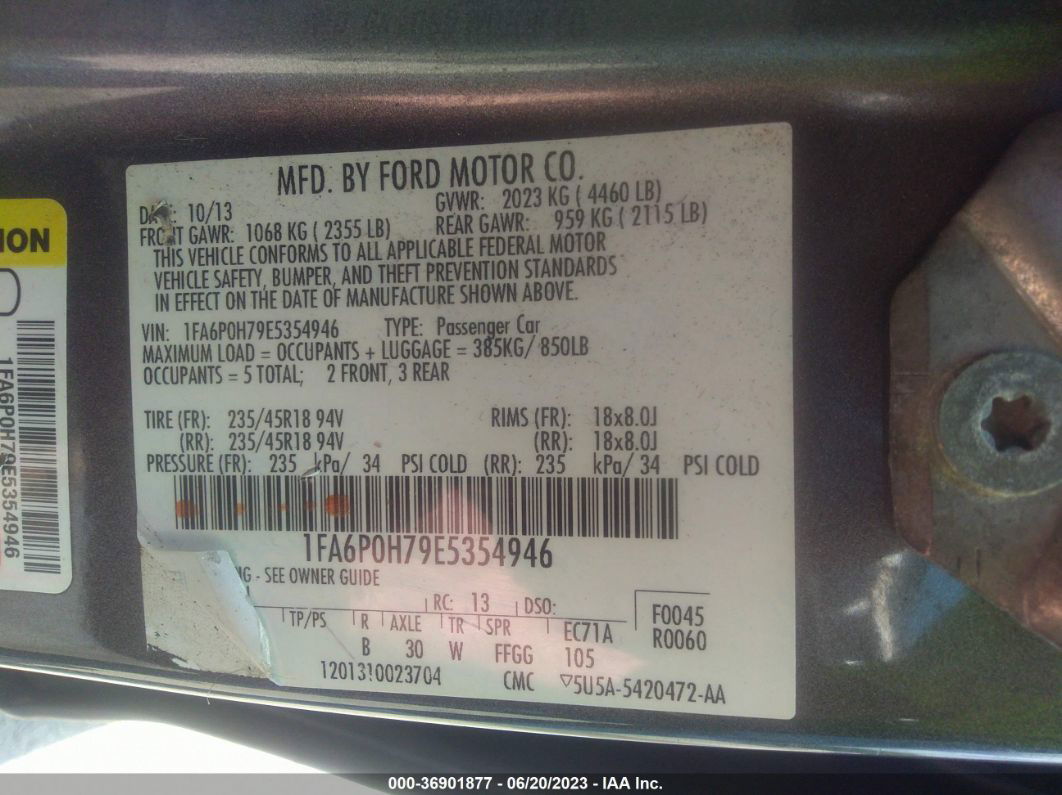 2014 Ford Fusion Se Gray vin: 1FA6P0H79E5354946