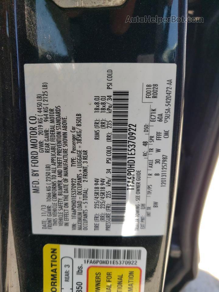 2014 Ford Fusion Se Черный vin: 1FA6P0HD1E5370922