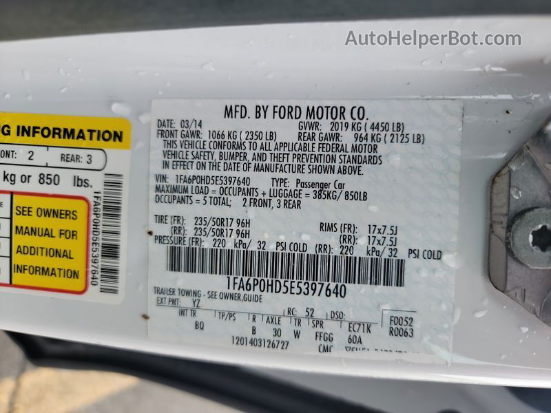 2014 Ford Fusion Se Unknown vin: 1FA6P0HD5E5397640