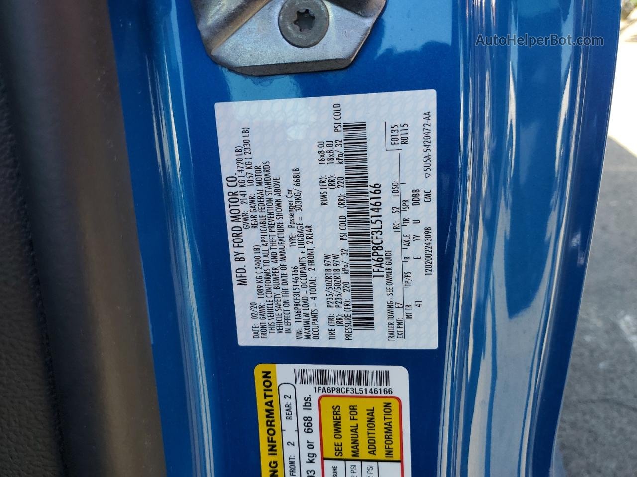 2020 Ford Mustang Gt Синий vin: 1FA6P8CF3L5146166