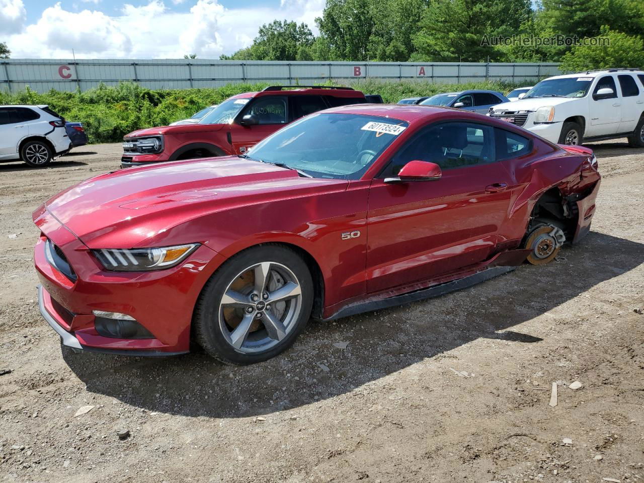 2016 Ford Mustang Gt Red vin: 1FA6P8CFXG5219927