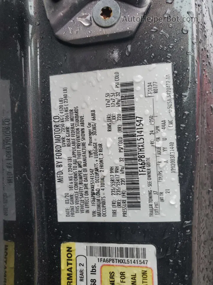2020 Ford Mustang  Gray vin: 1FA6P8THXL5141547