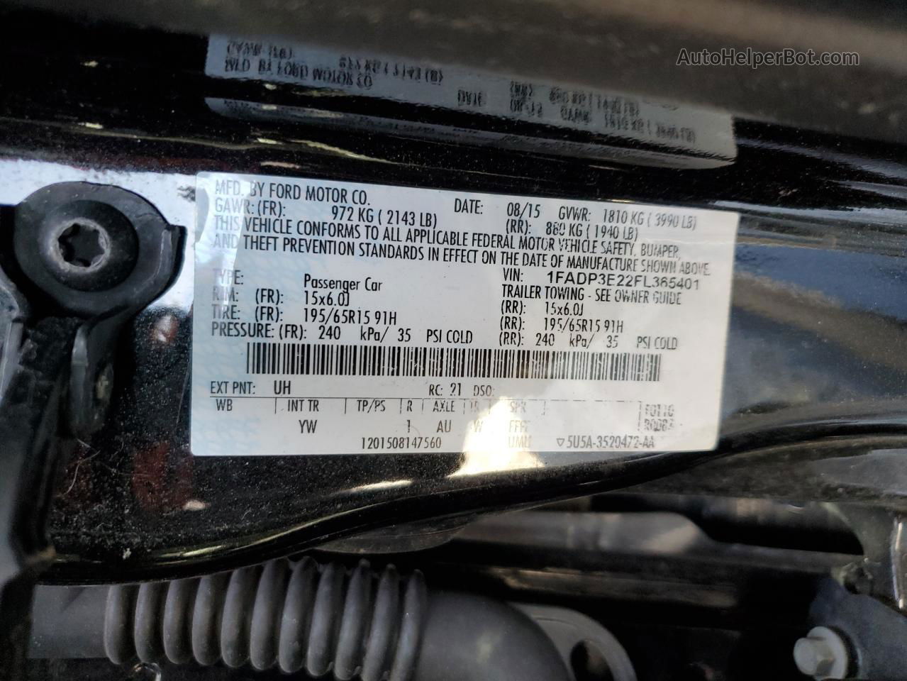 2015 Ford Focus S Черный vin: 1FADP3E22FL365401