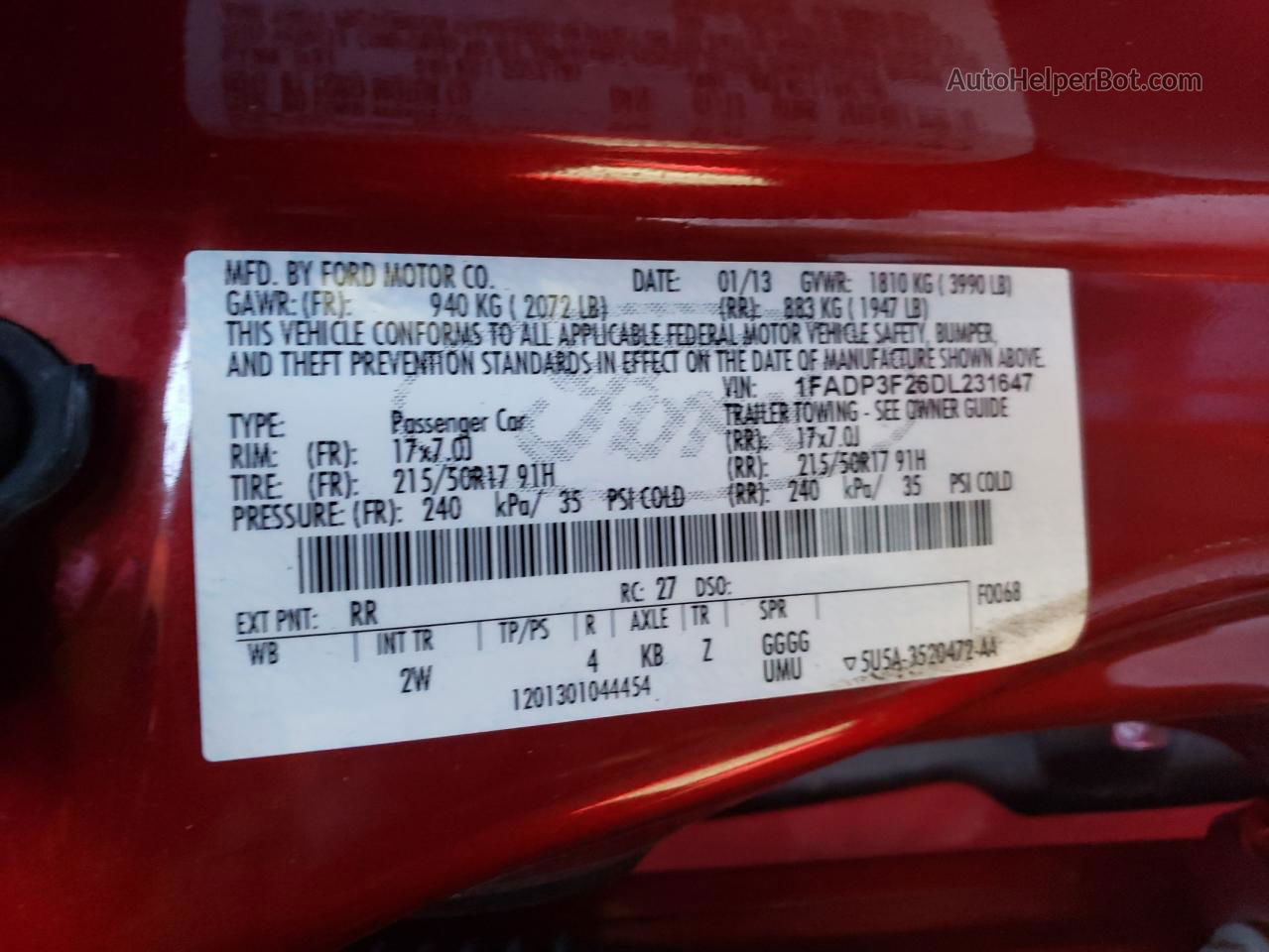 2013 Ford Focus Se Red vin: 1FADP3F26DL231647