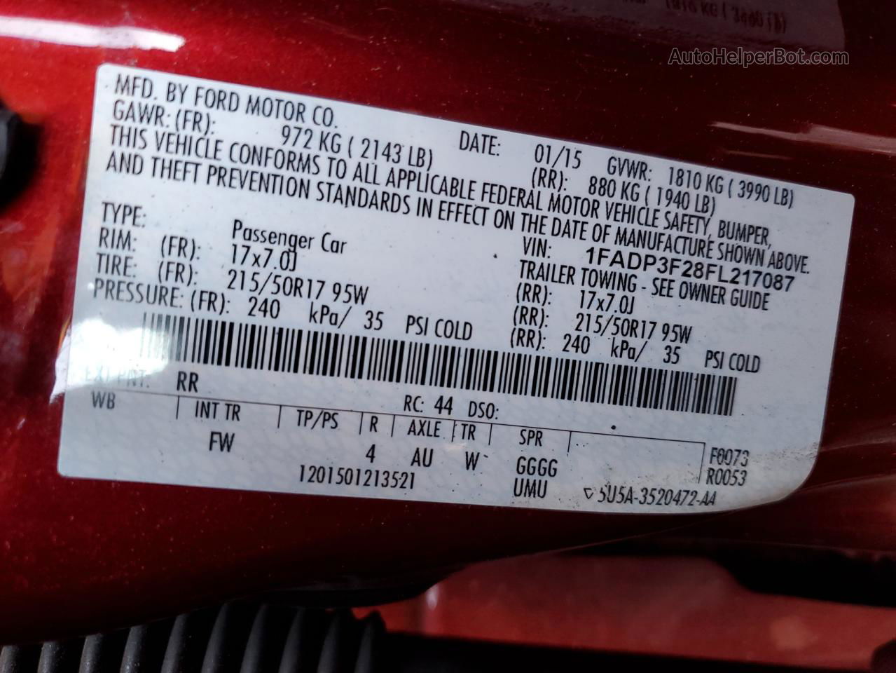 2015 Ford Focus Se Красный vin: 1FADP3F28FL217087