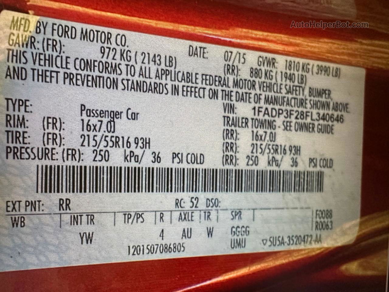 2015 Ford Focus Se Red vin: 1FADP3F28FL340646