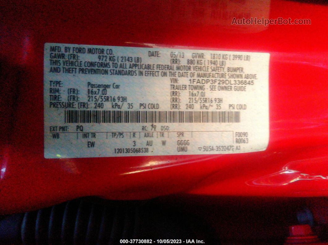 2013 Ford Focus Se Red vin: 1FADP3F29DL336845