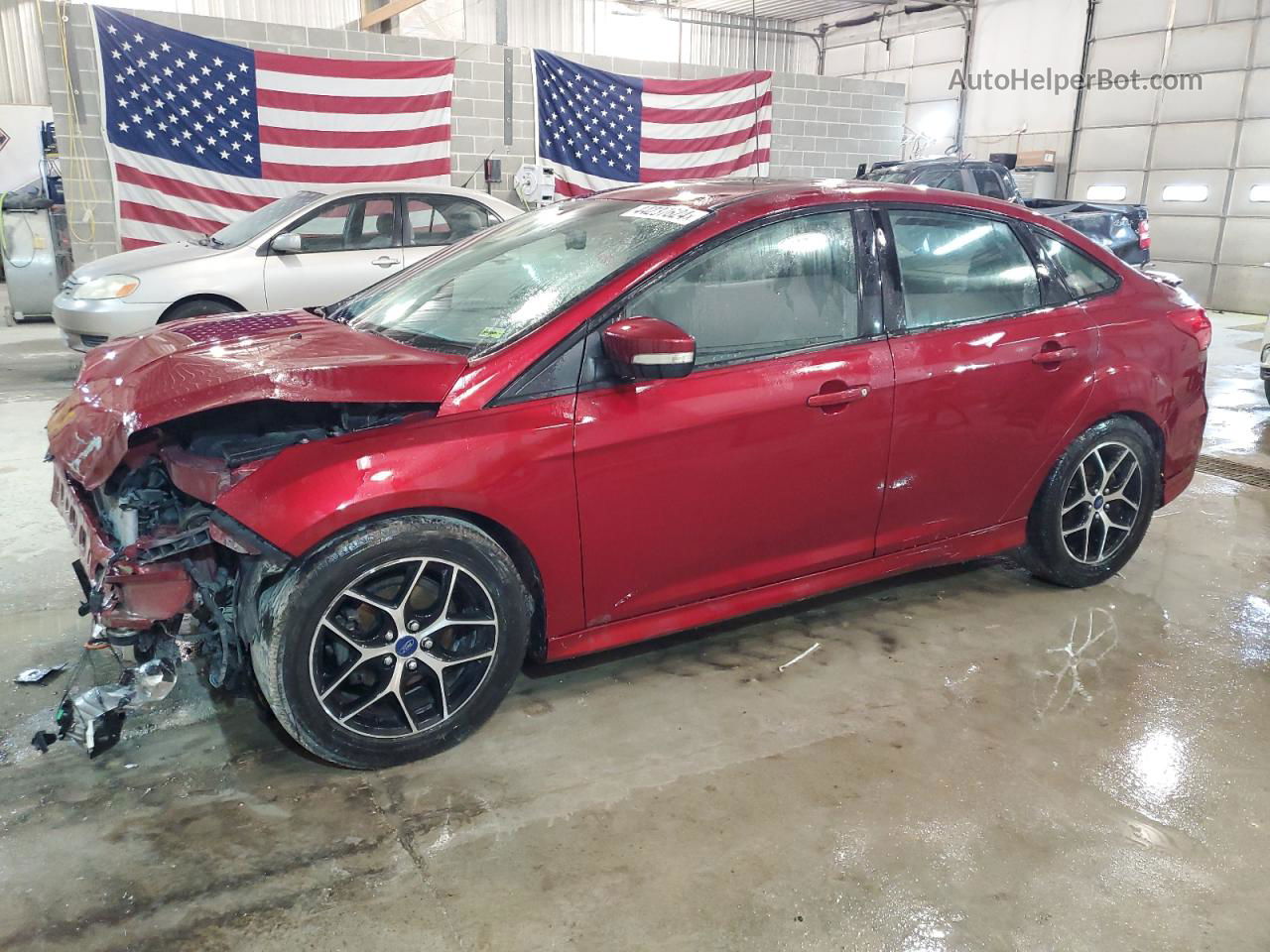 2015 Ford Focus Se Maroon vin: 1FADP3F2XFL261334