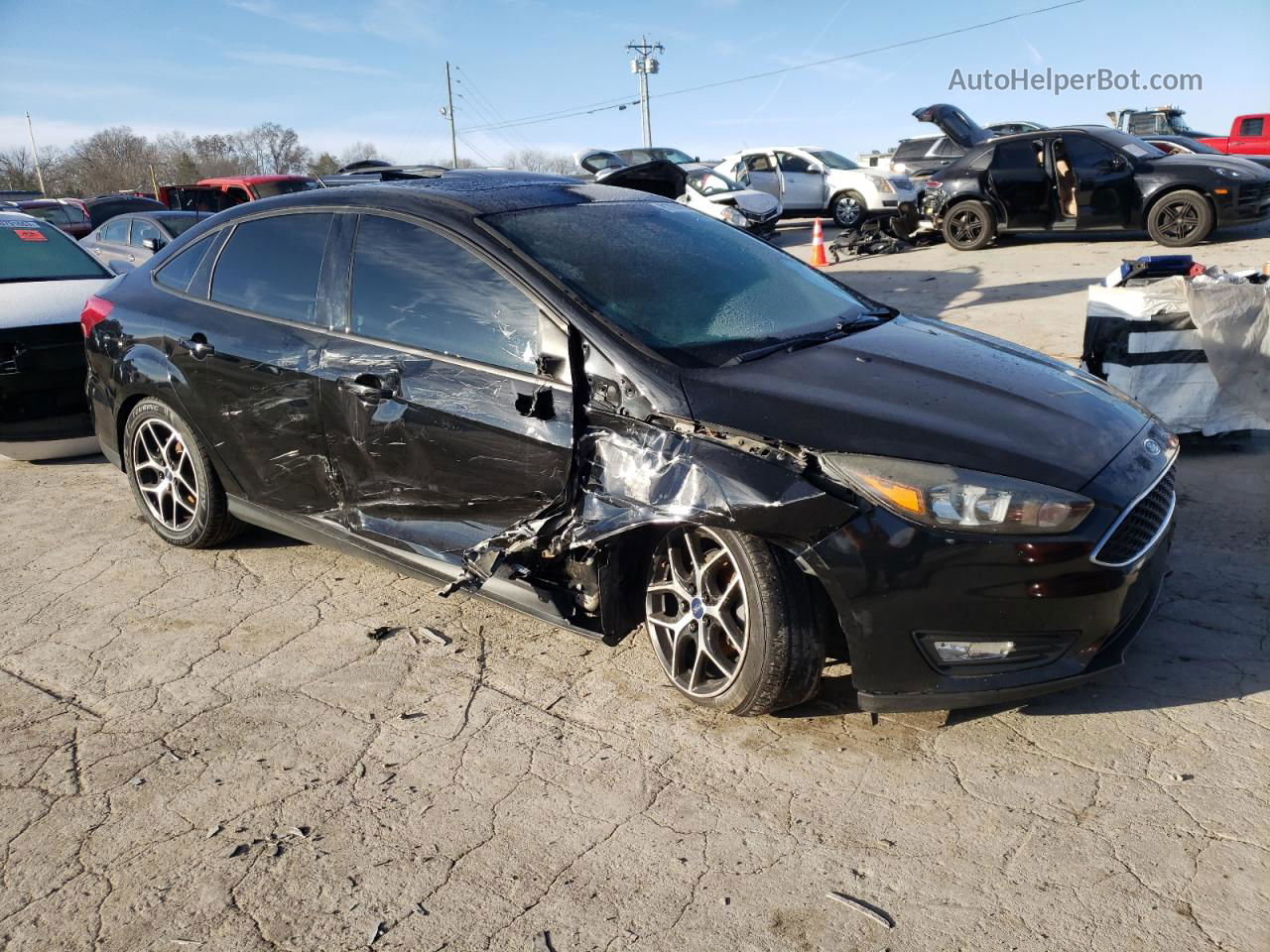 2018 Ford Focus Sel Черный vin: 1FADP3H21JL320972