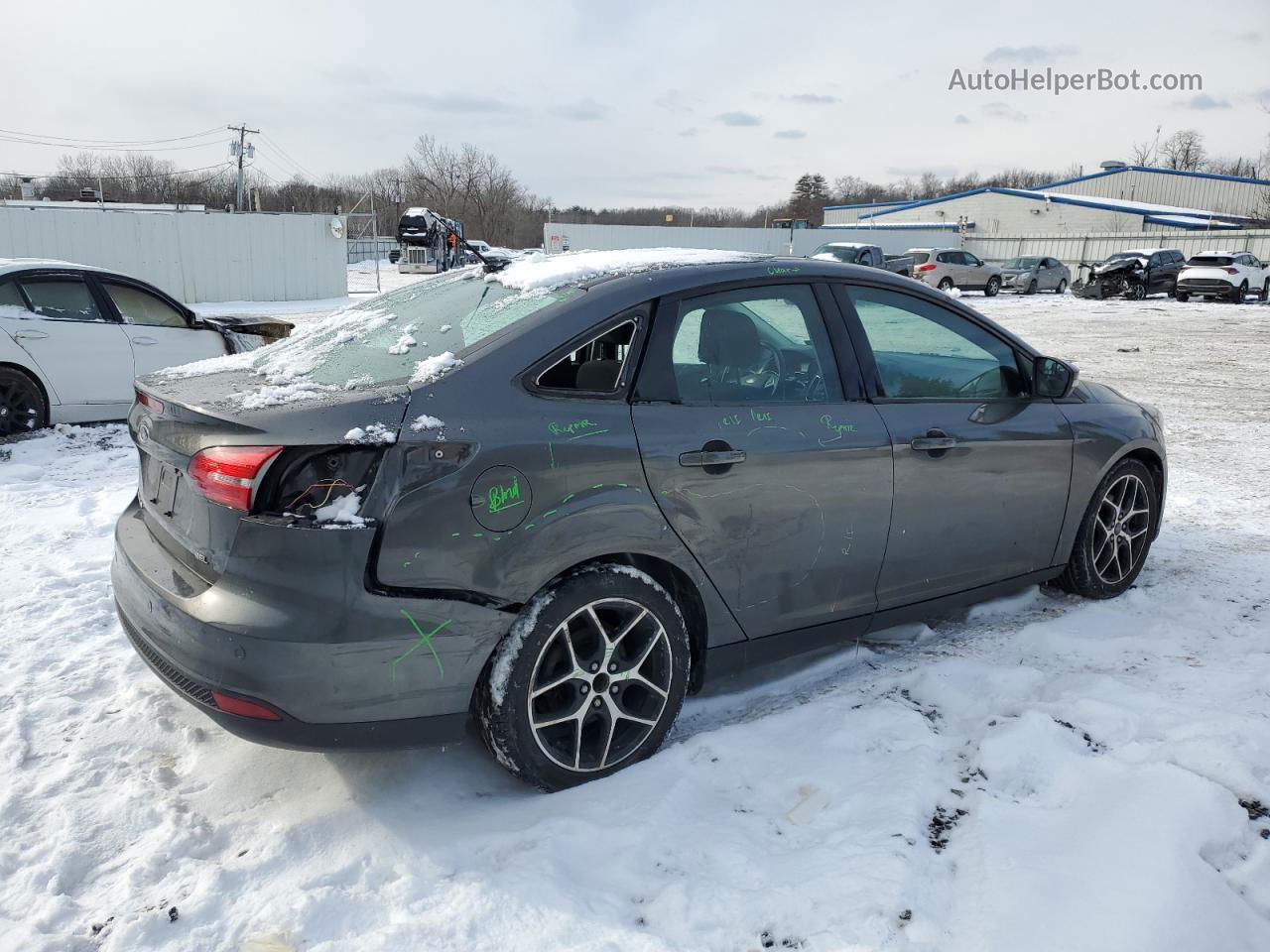 2018 Ford Focus Sel Серый vin: 1FADP3H27JL254783