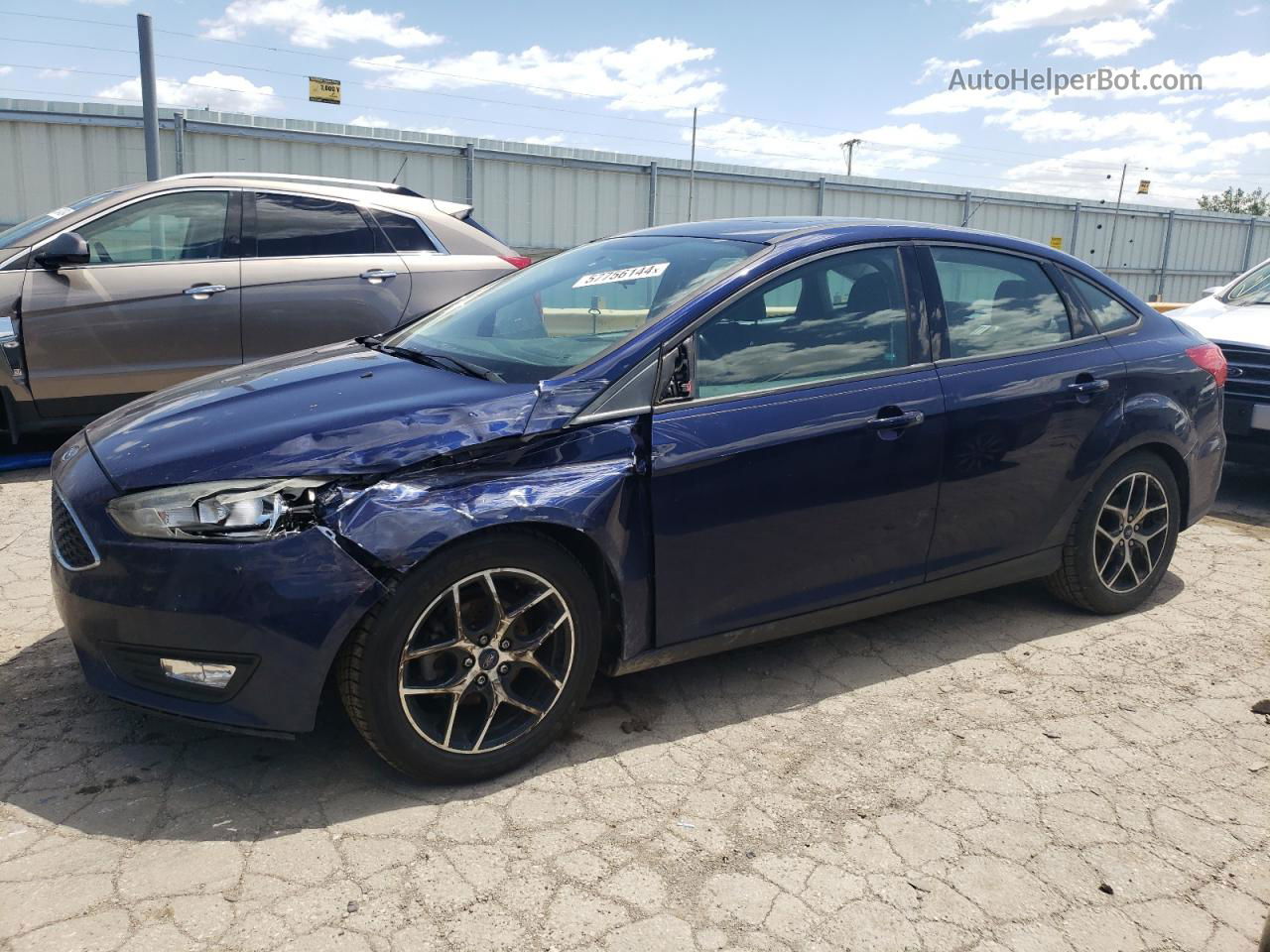 2017 Ford Focus Sel Синий vin: 1FADP3H29HL302438