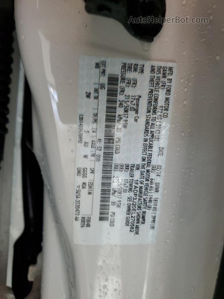 2014 Ford Focus Titanium White vin: 1FADP3J20EL270582