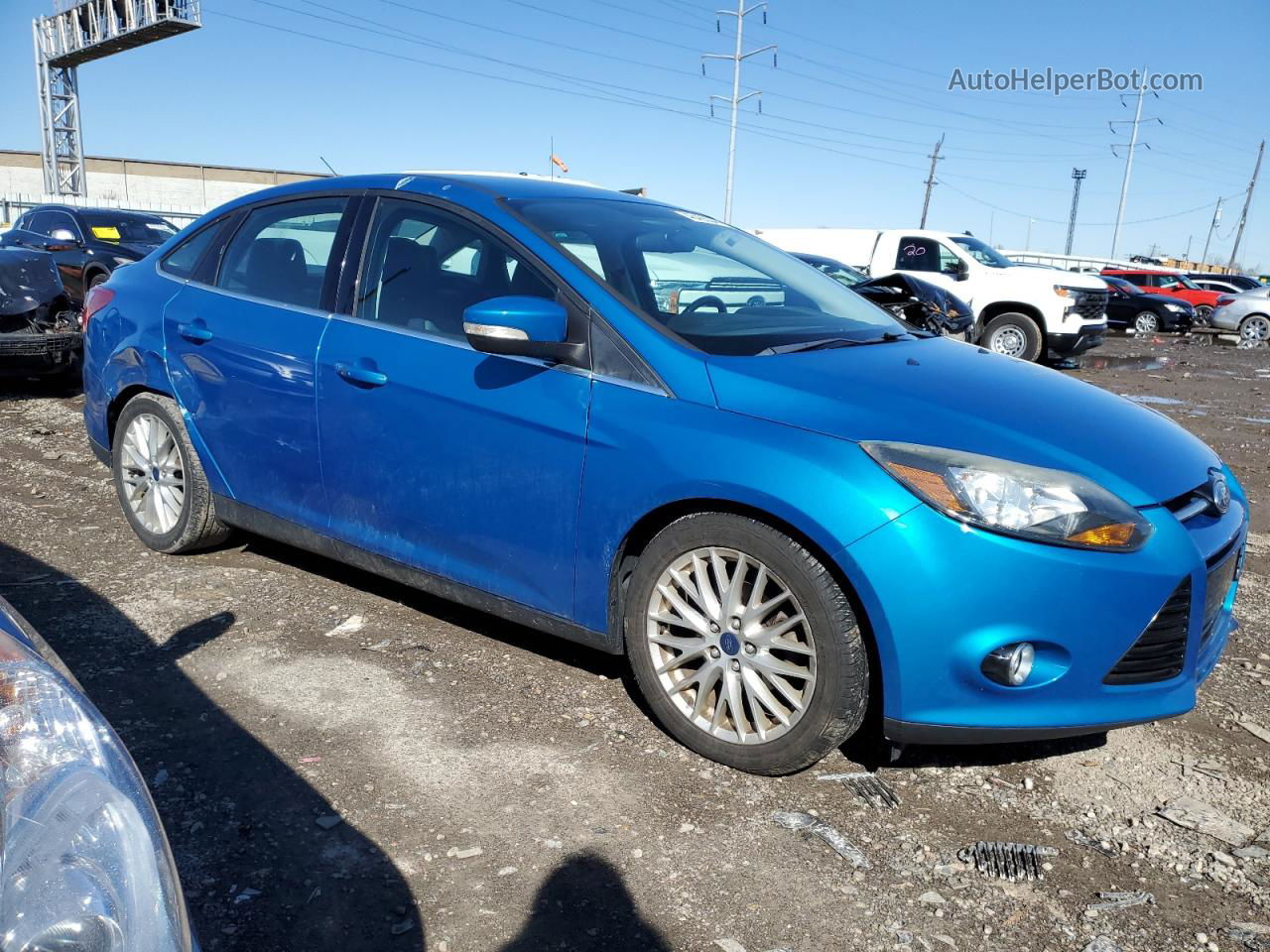 2014 Ford Focus Titanium Синий vin: 1FADP3J21EL206826