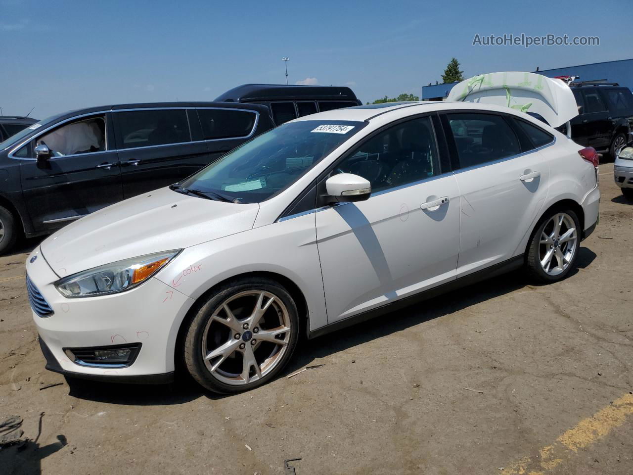 2015 Ford Focus Titanium Белый vin: 1FADP3J28FL378756