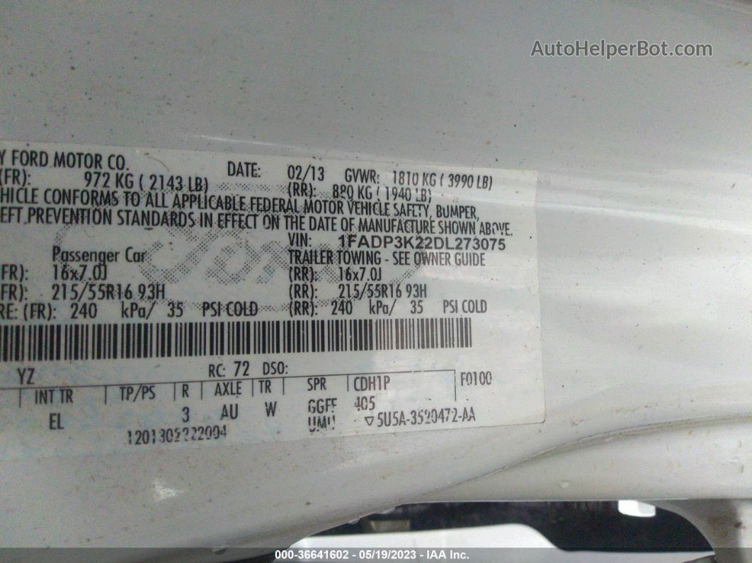 2013 Ford Focus Se Неизвестно vin: 1FADP3K22DL273075