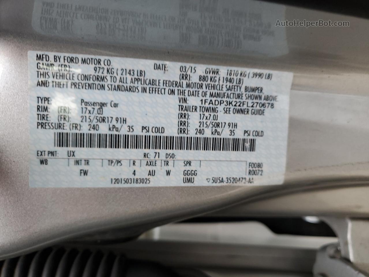 2015 Ford Focus Se Silver vin: 1FADP3K22FL270678