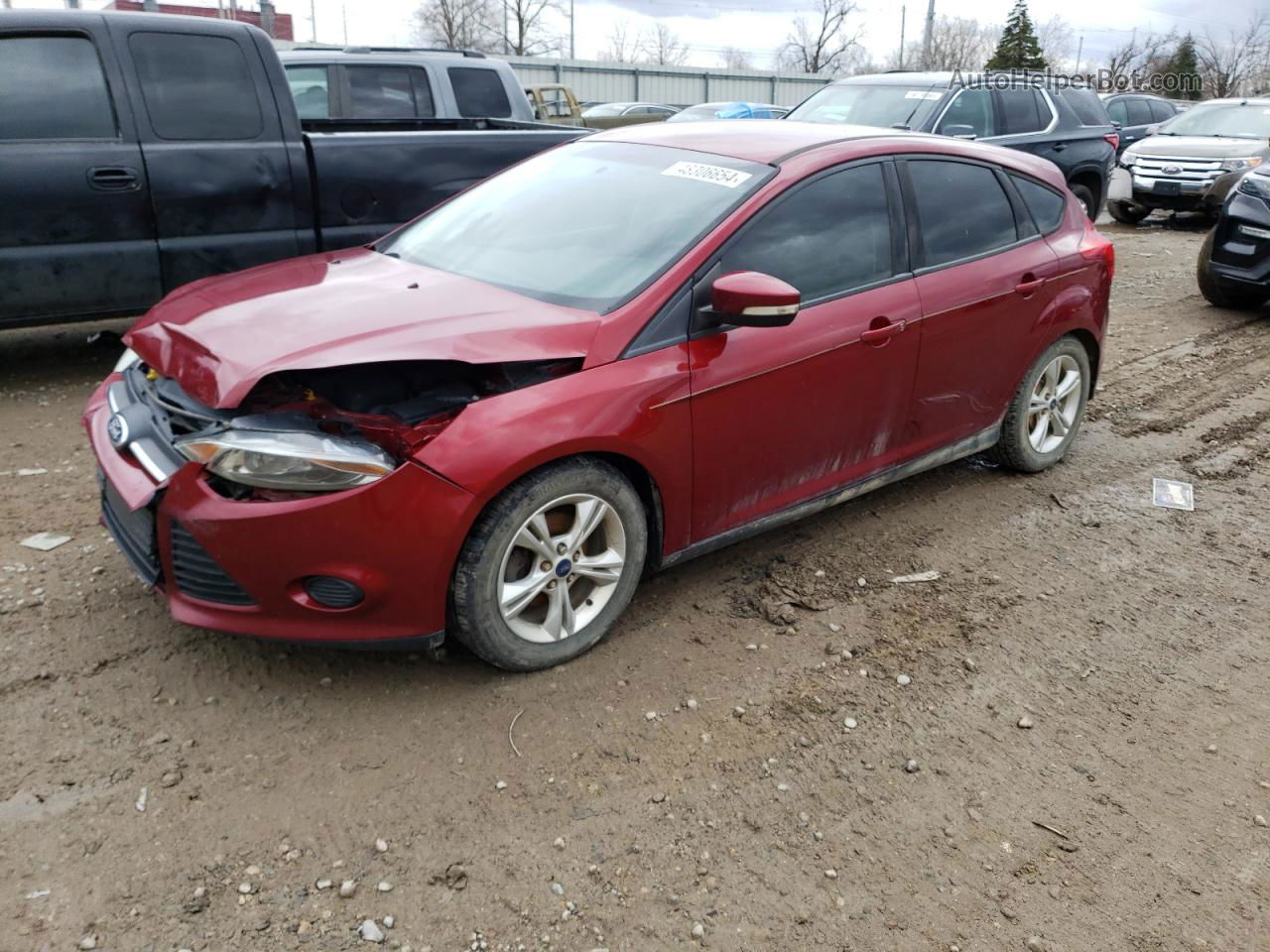 2014 Ford Focus Se Maroon vin: 1FADP3K24EL374233