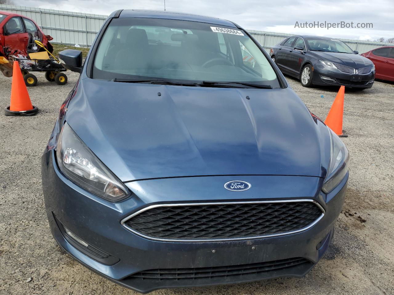 2018 Ford Focus Sel Синий vin: 1FADP3M29JL297835