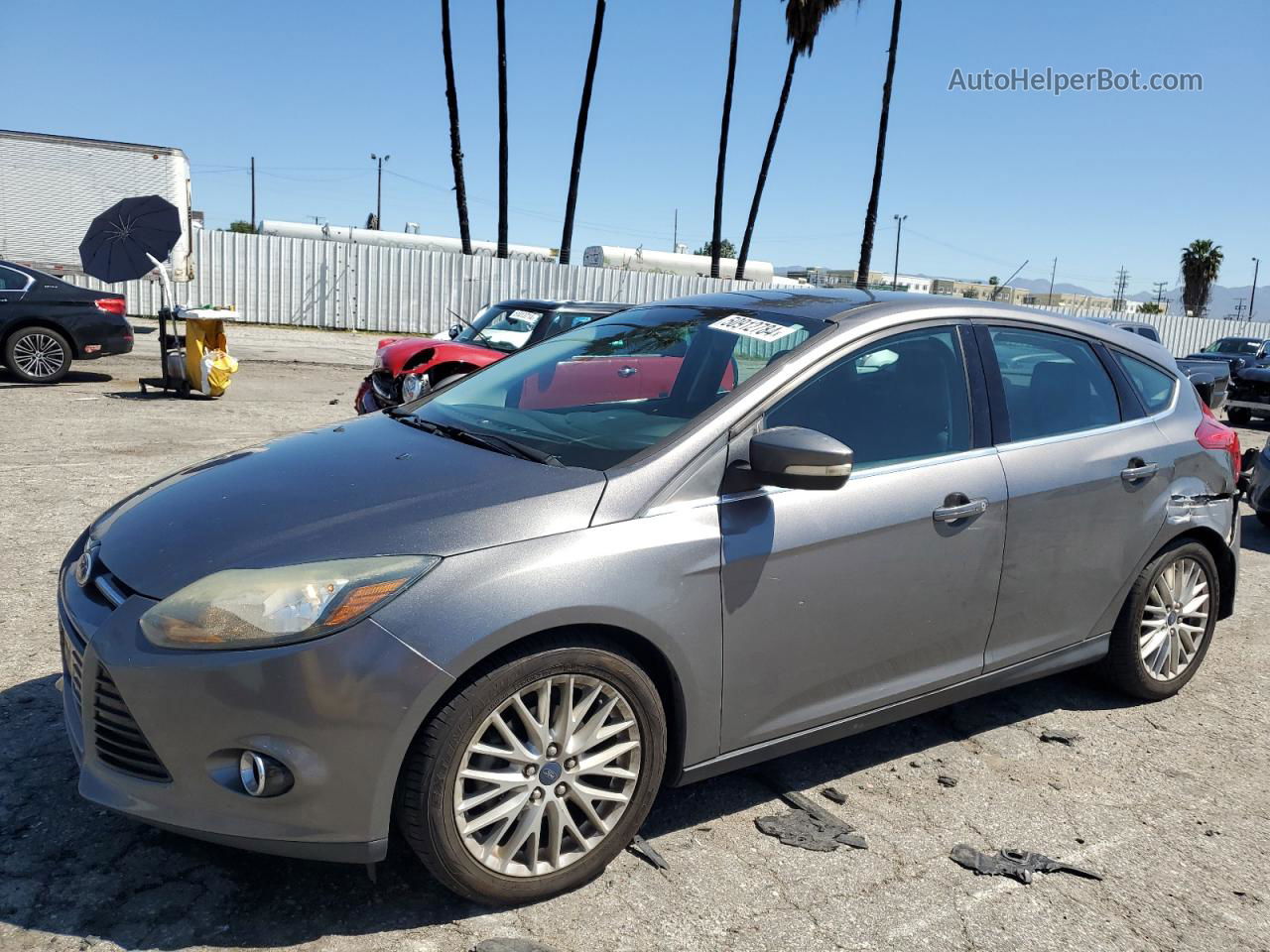 2014 Ford Focus Titanium Серый vin: 1FADP3N21EL454097