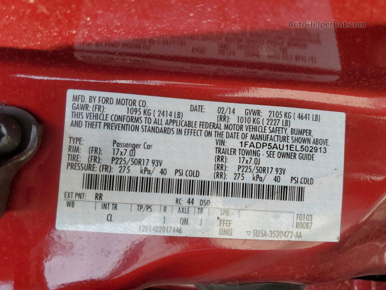 2014 Ford C-max Se Red vin: 1FADP5AU1EL502913