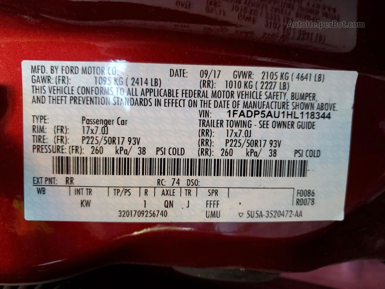 2017 Ford C-max Se Red vin: 1FADP5AU1HL118344