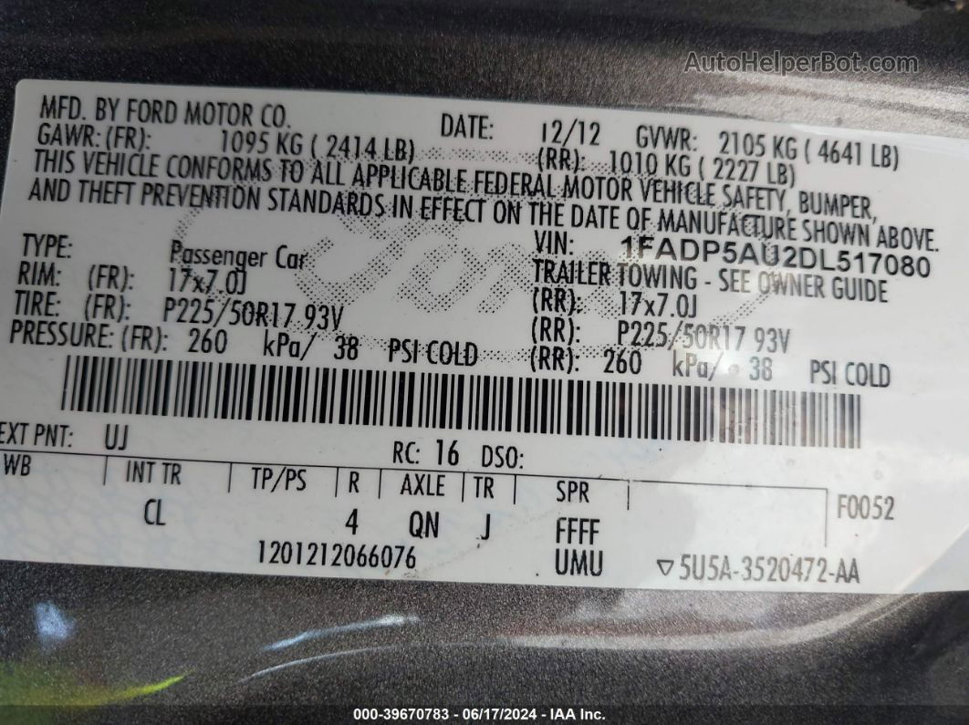 2013 Ford C-max Hybrid Se Gray vin: 1FADP5AU2DL517080