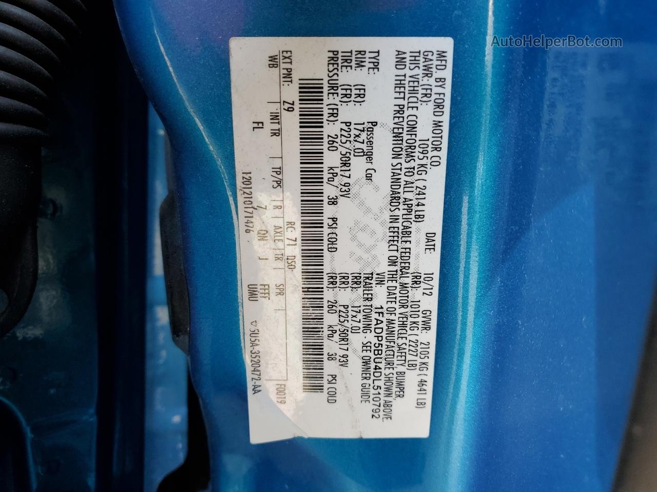 2013 Ford C-max Sel Blue vin: 1FADP5BU4DL510792