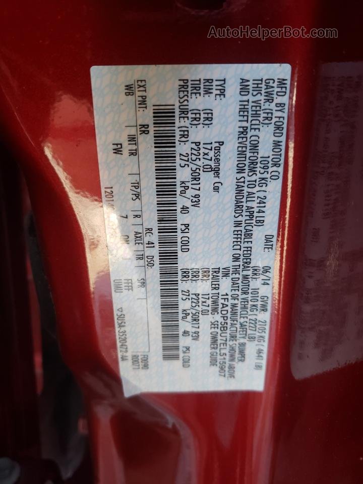 2014 Ford C-max Sel Red vin: 1FADP5BU7EL515907