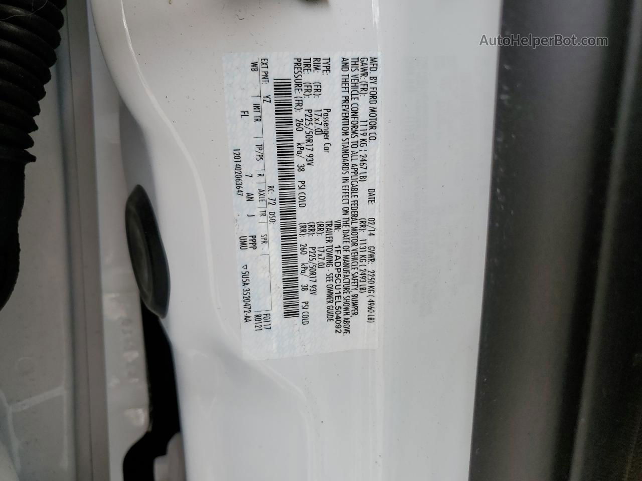 2014 Ford C-max Premium Белый vin: 1FADP5CU1EL504092