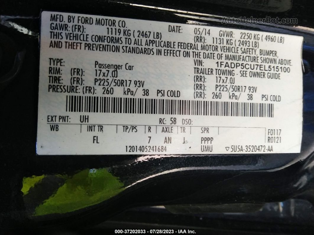 2014 Ford C-max Energi Sel Черный vin: 1FADP5CU7EL515100