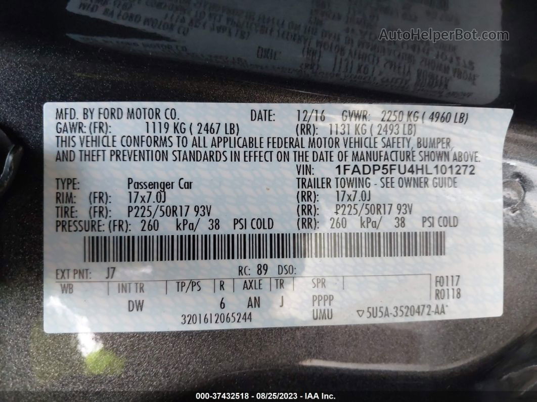 2017 Ford C-max Energi Titanium Gray vin: 1FADP5FU4HL101272