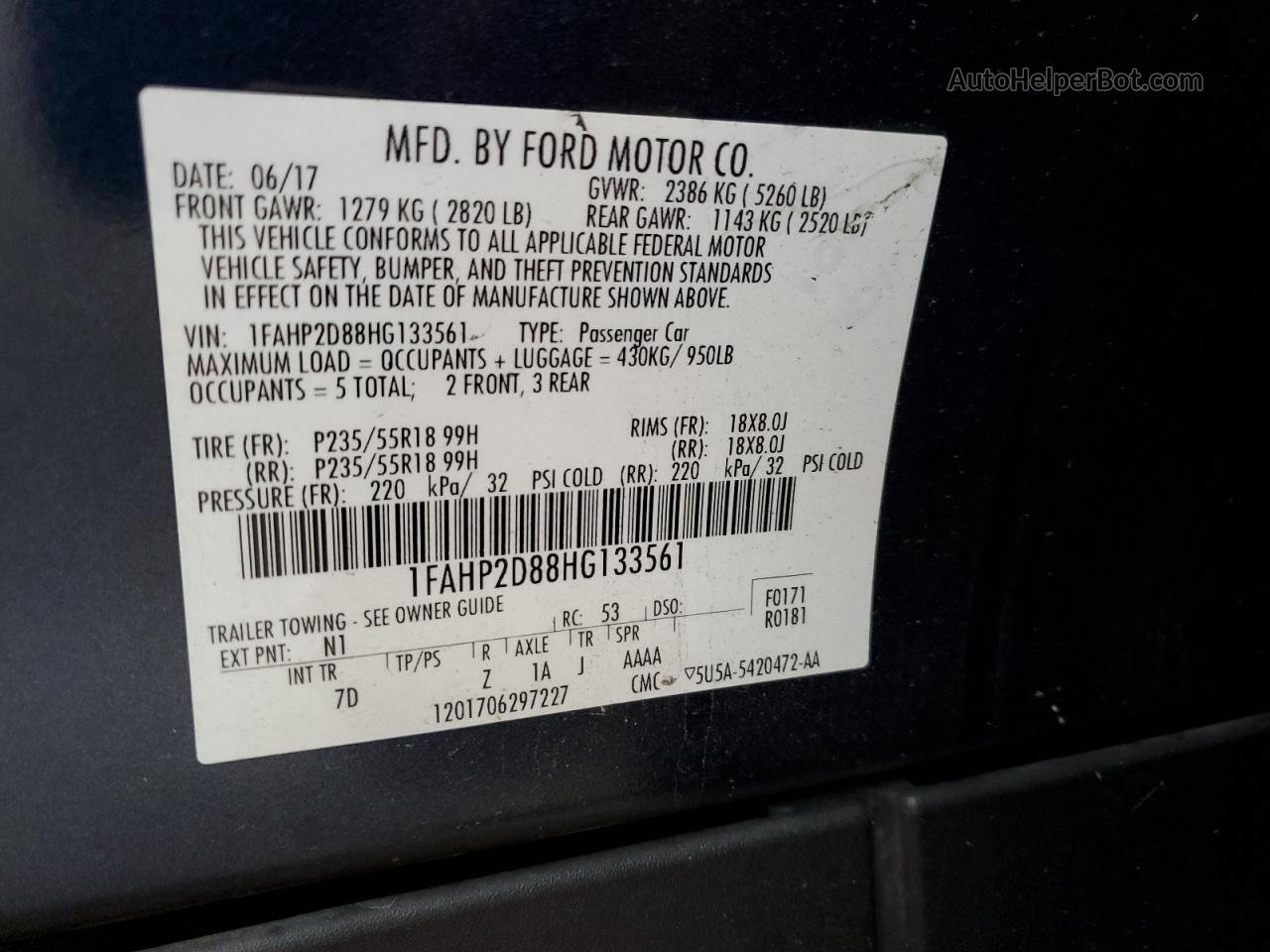 2017 Ford Taurus Se Синий vin: 1FAHP2D88HG133561