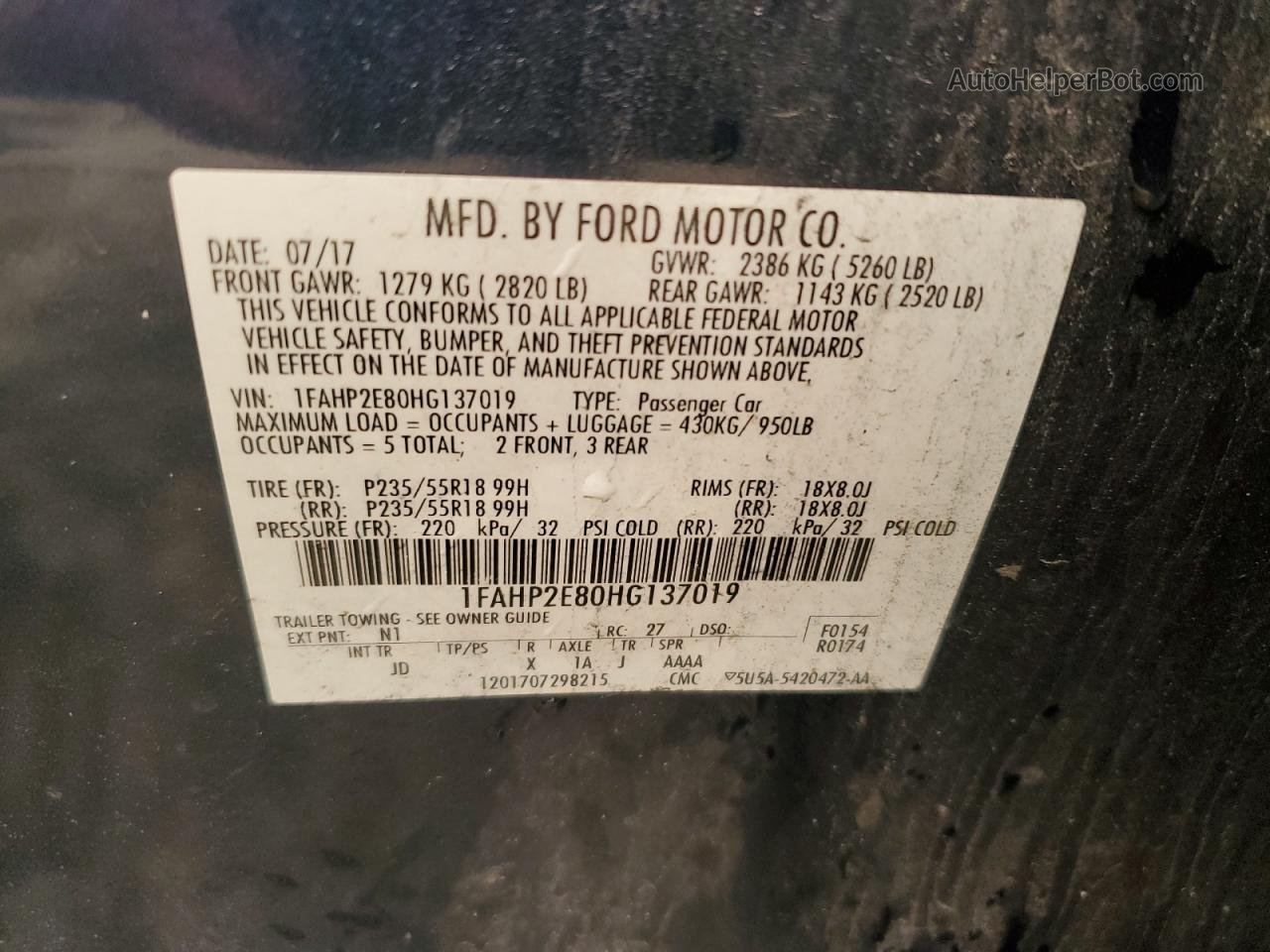 2017 Ford Taurus Sel Синий vin: 1FAHP2E80HG137019