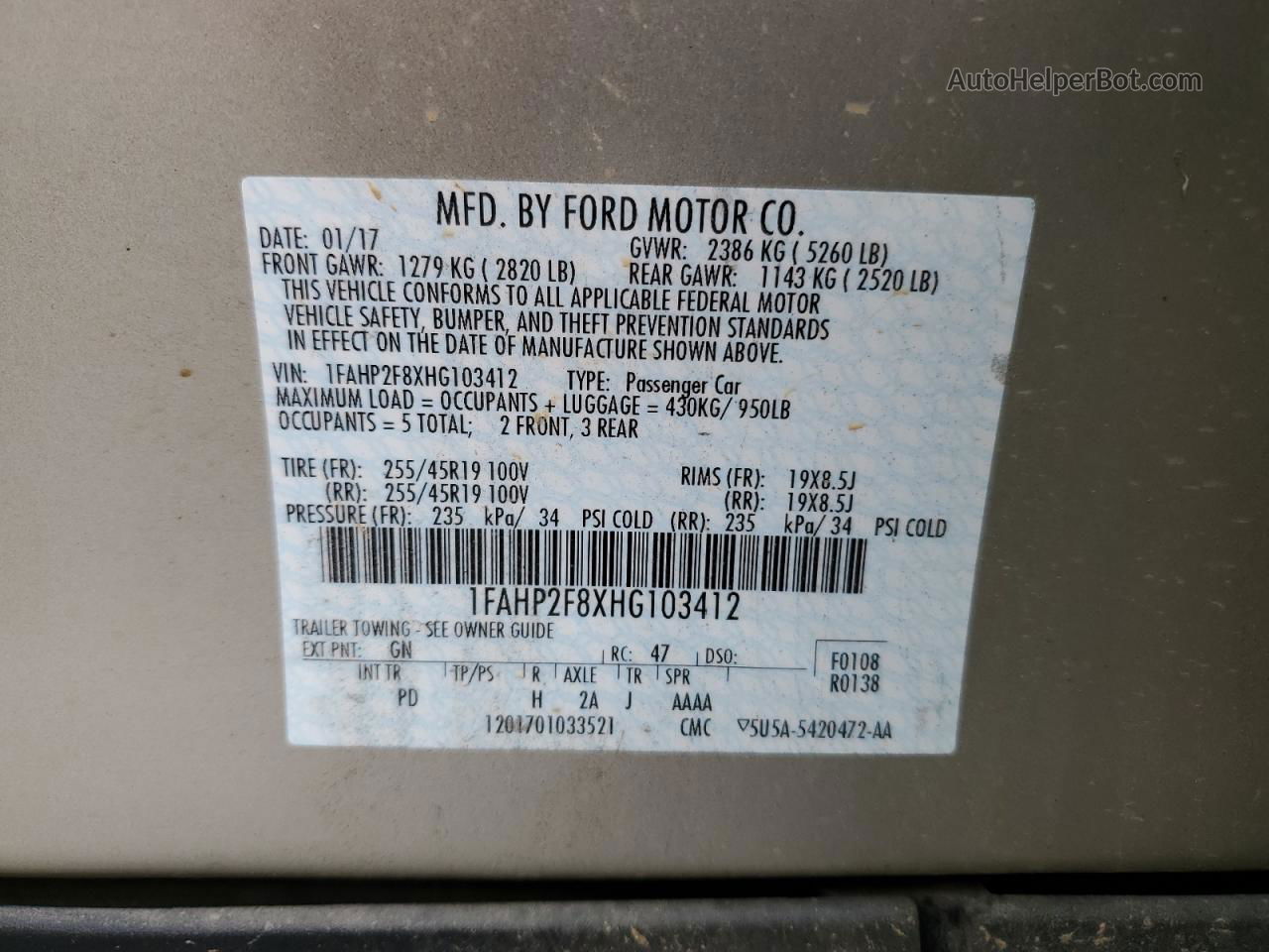 2017 Ford Taurus Limited Золотой vin: 1FAHP2F8XHG103412