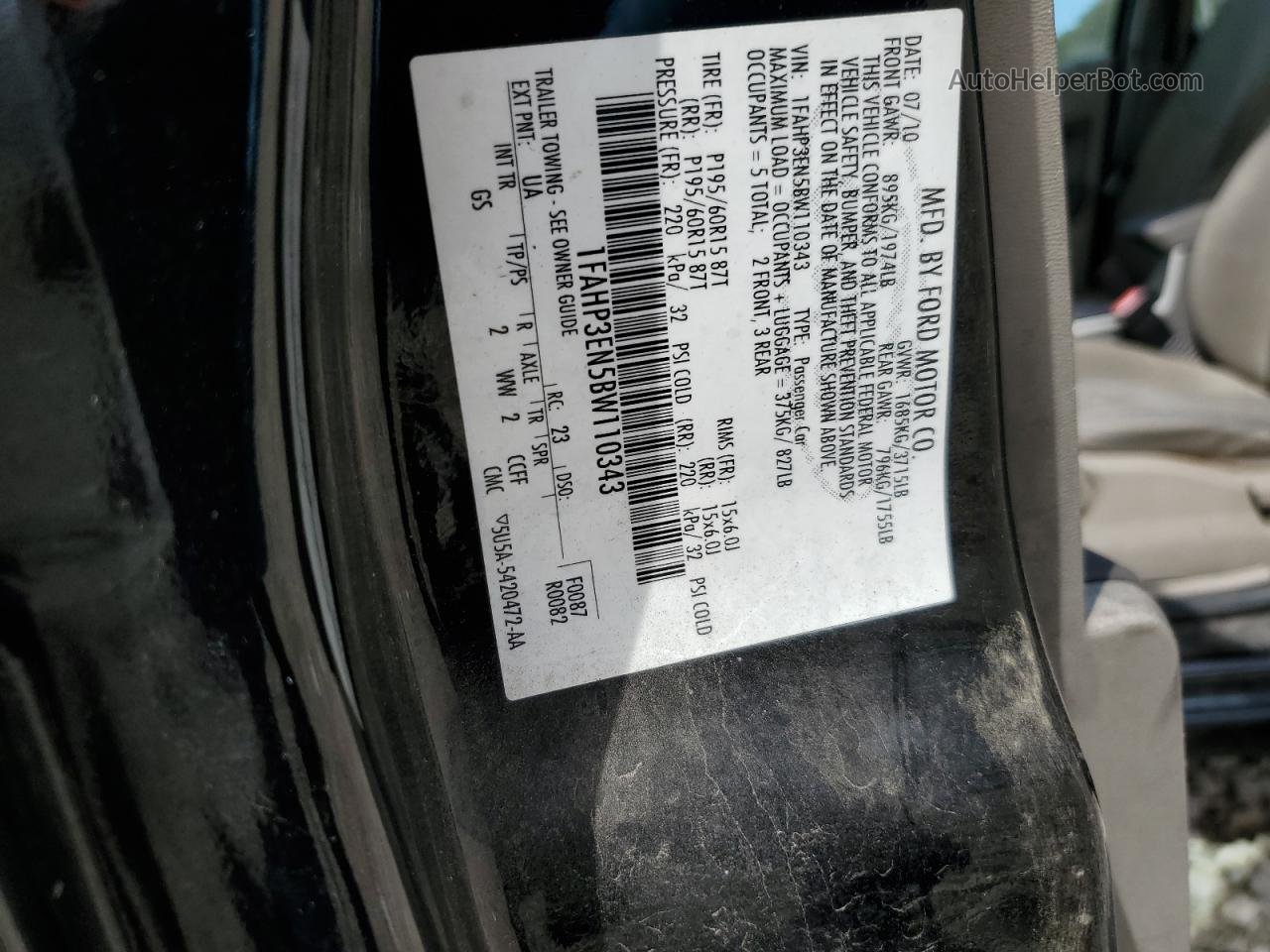 2011 Ford Focus S Черный vin: 1FAHP3EN5BW110343