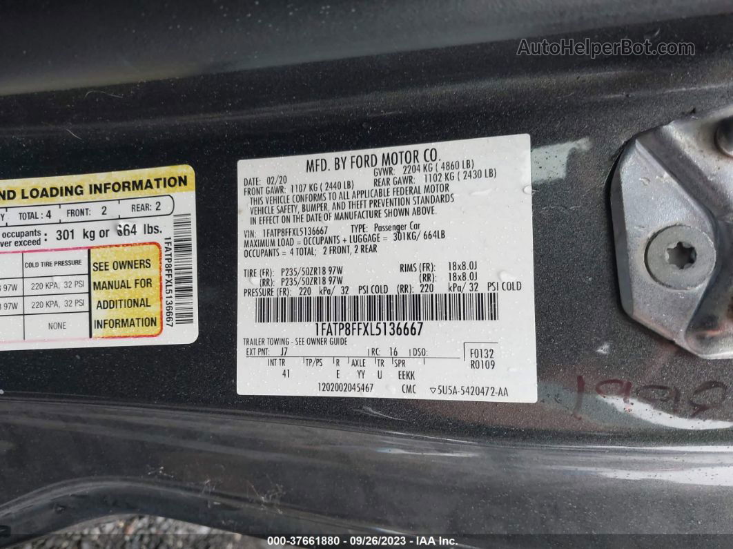 2020 Ford Mustang Gt Premium Black vin: 1FATP8FFXL5136667