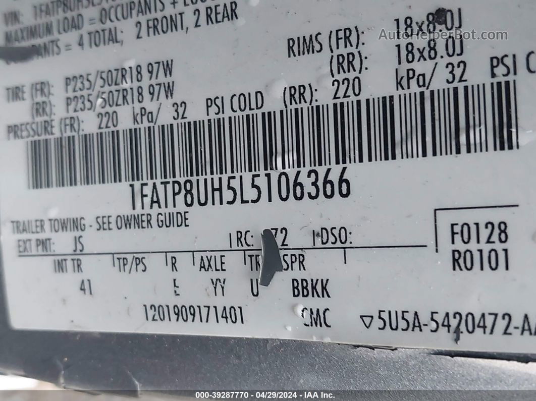 2020 Ford Mustang Ecoboost Premium Silver vin: 1FATP8UH5L5106366