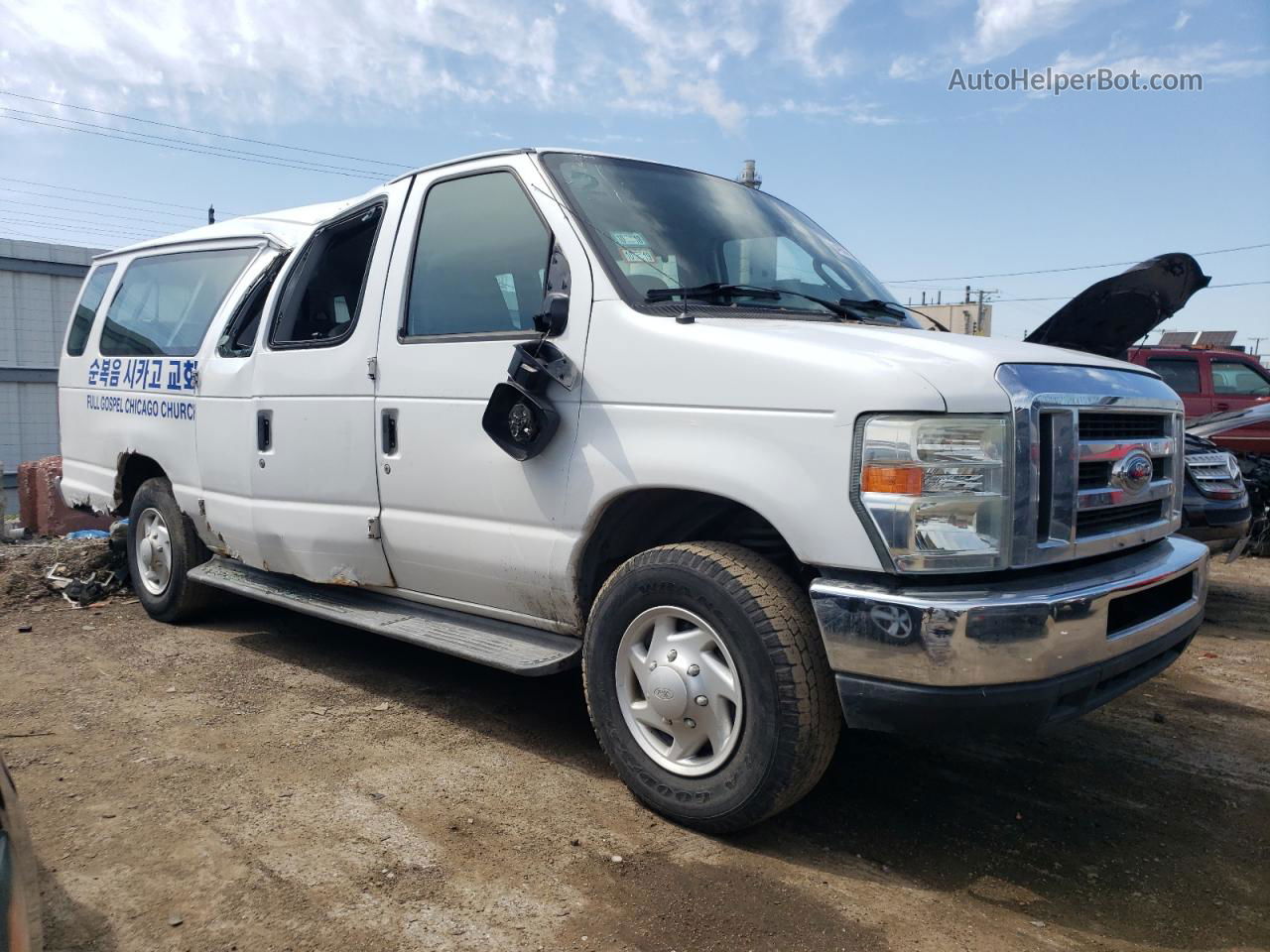 2008 Ford Econoline E350 Super Duty Wagon White vin: 1FBSS31LX8DA71082