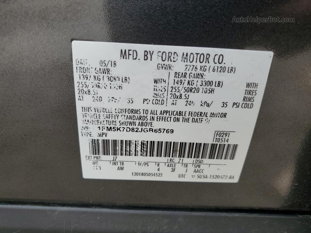2018 Ford Explorer Xlt Серый vin: 1FM5K7D82JGB65769