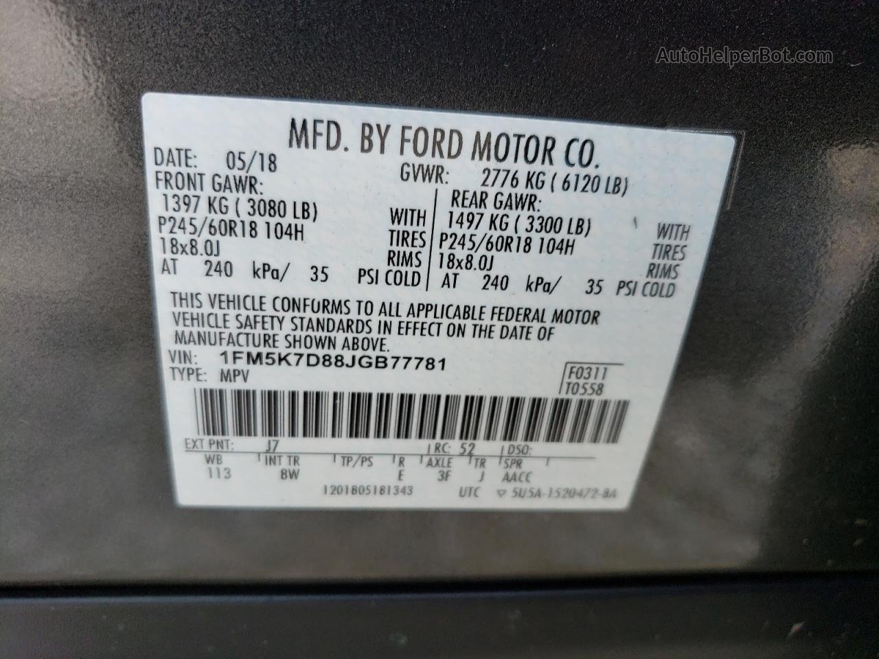 2018 Ford Explorer Xlt Серый vin: 1FM5K7D88JGB77781