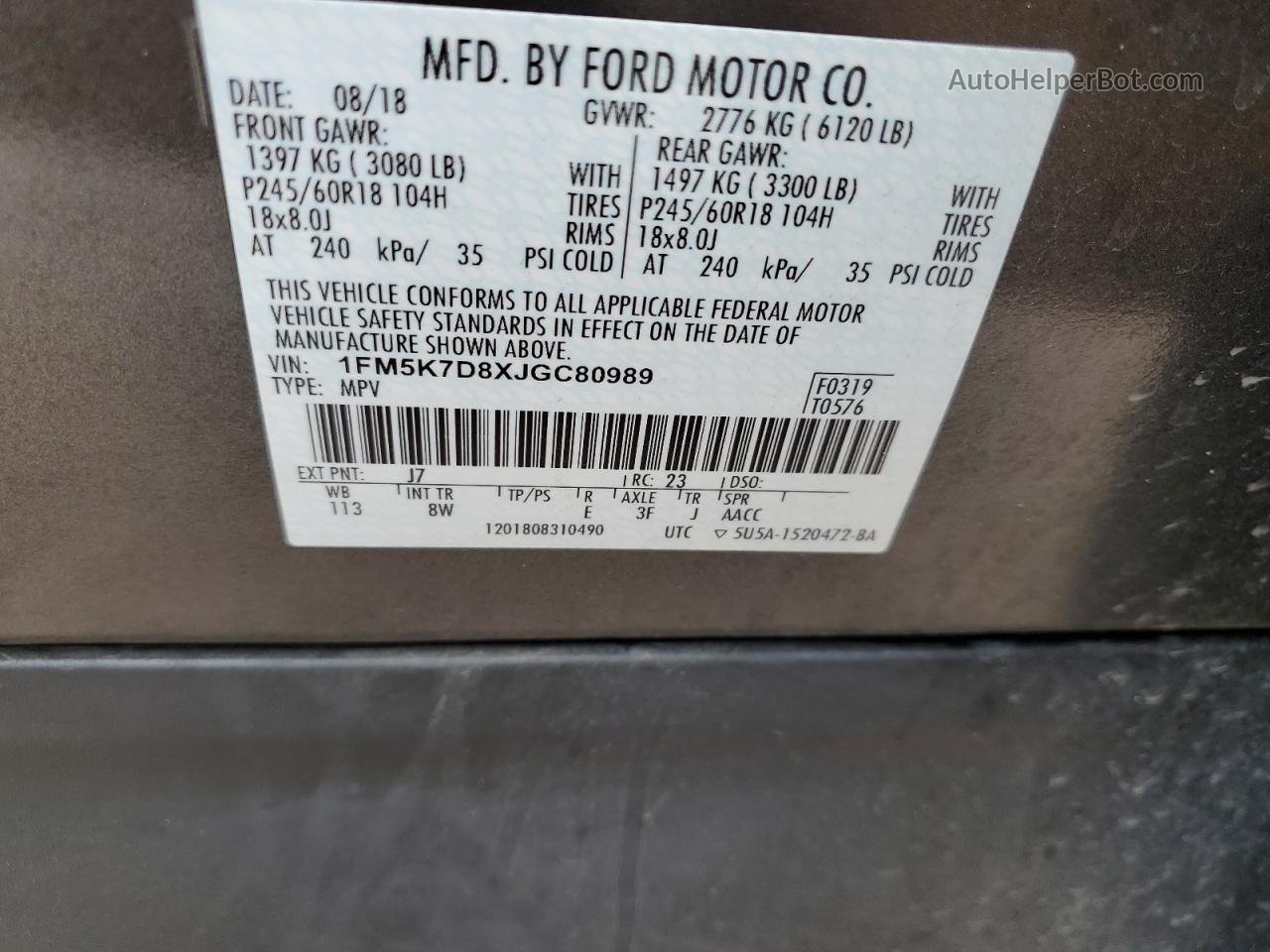 2018 Ford Explorer Xlt Gray vin: 1FM5K7D8XJGC80989