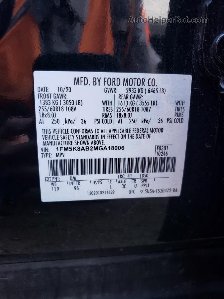 2021 Ford Explorer Police Interceptor Black vin: 1FM5K8AB2MGA18006