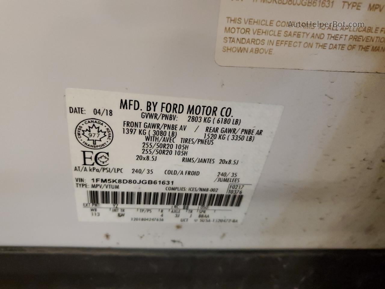 2018 Ford Explorer Xlt White vin: 1FM5K8D80JGB61631