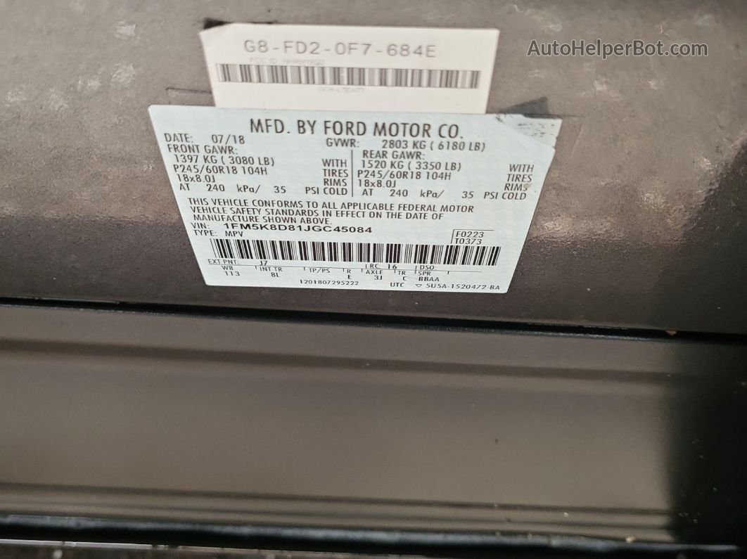 2018 Ford Explorer Xlt Неизвестно vin: 1FM5K8D81JGC45084