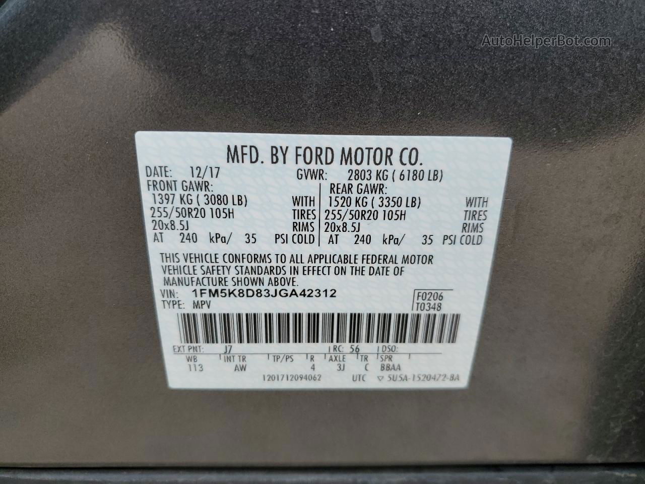 2018 Ford Explorer Xlt Gray vin: 1FM5K8D83JGA42312