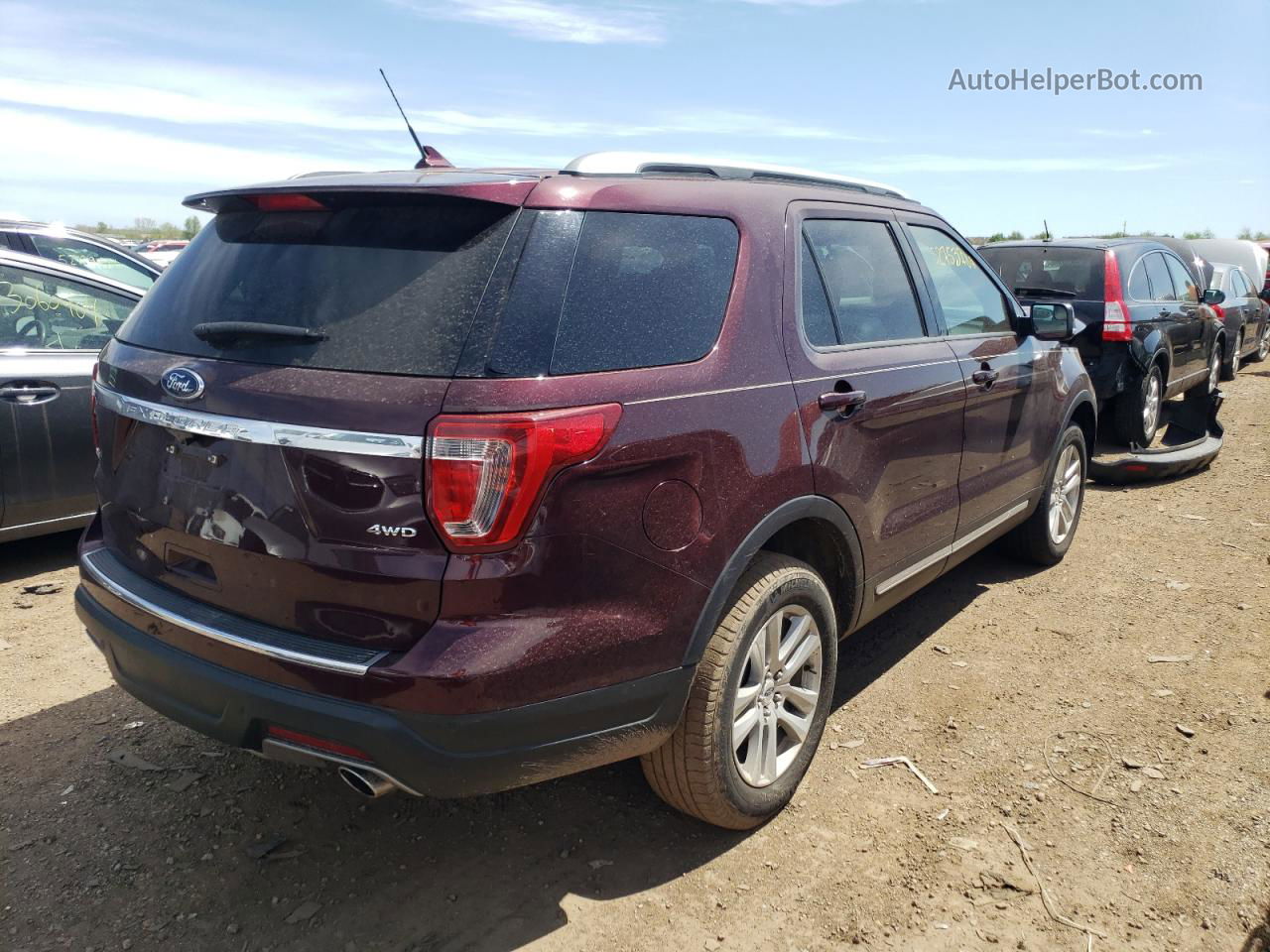 2018 Ford Explorer Xlt Burgundy vin: 1FM5K8D83JGC30229