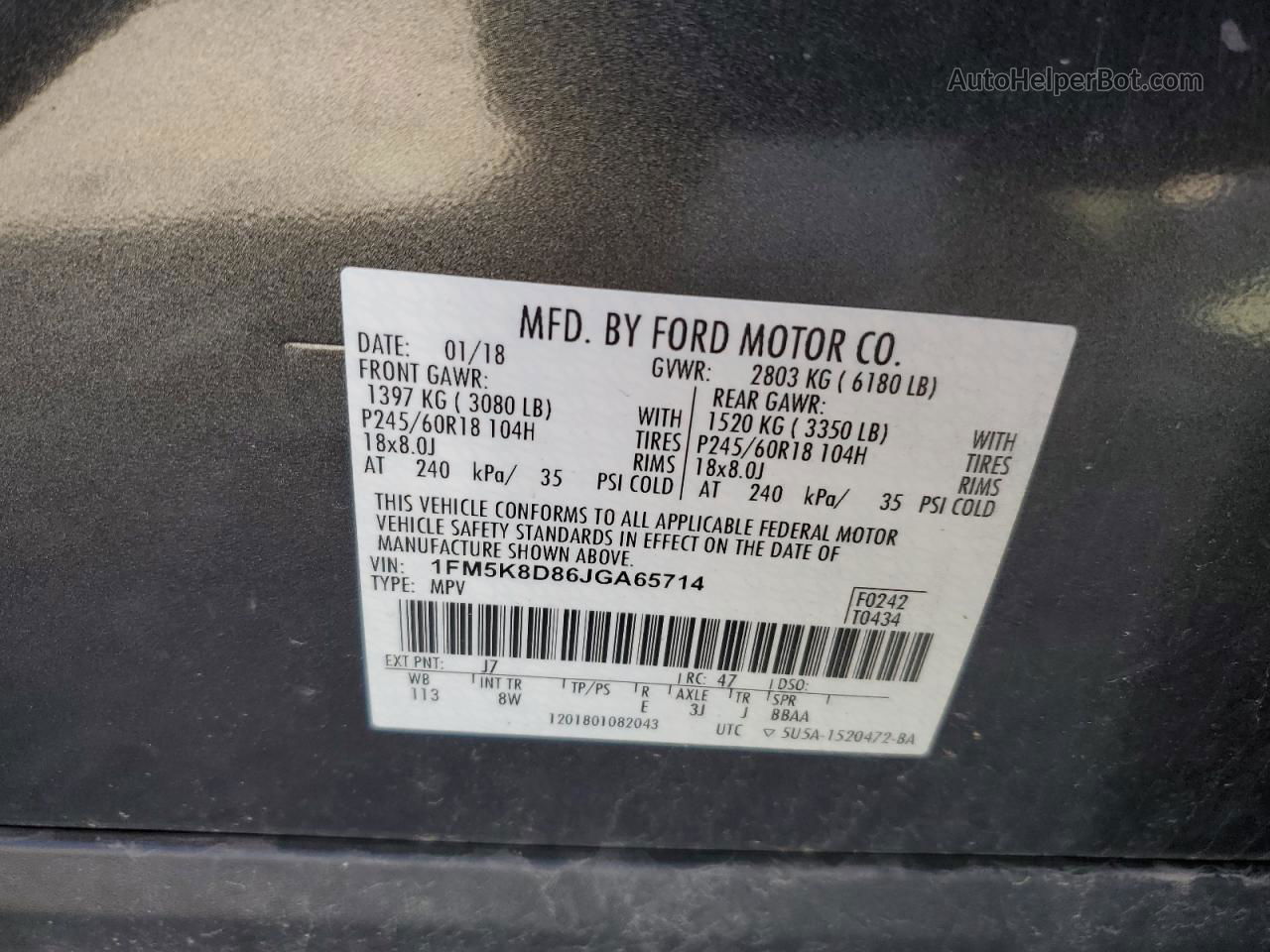 2018 Ford Explorer Xlt Gray vin: 1FM5K8D86JGA65714